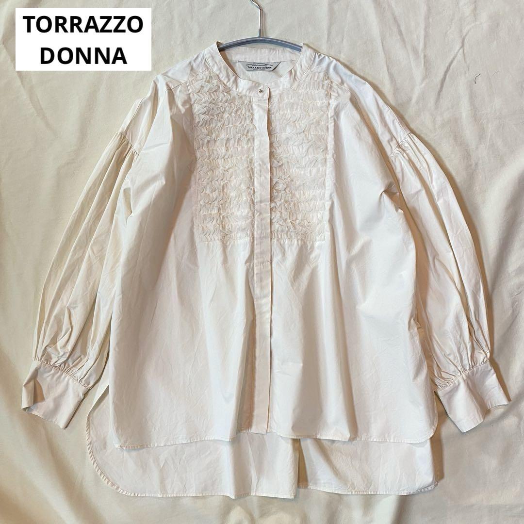 TORRAZZO DONNA チュールドッキングシャツブラウス アイボリー
