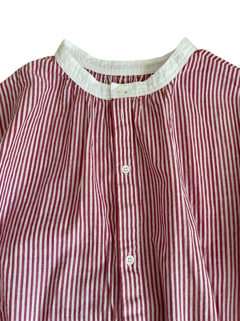 vent blanc バンドカラーストライプワンピース vent blanc バンドカラーストライプワンピース