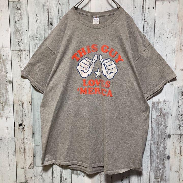 爆買い!】 センタービッグプリント Tシャツ 古着 US グレー ビッグサイズ XLT Tシャツ/カットソー(半袖/袖なし) 爆買い!】 センタービッグプリント Tシャツ 古着 US グレー ビッグサイズ XLT Tシャツ/カットソー(半袖/袖なし)