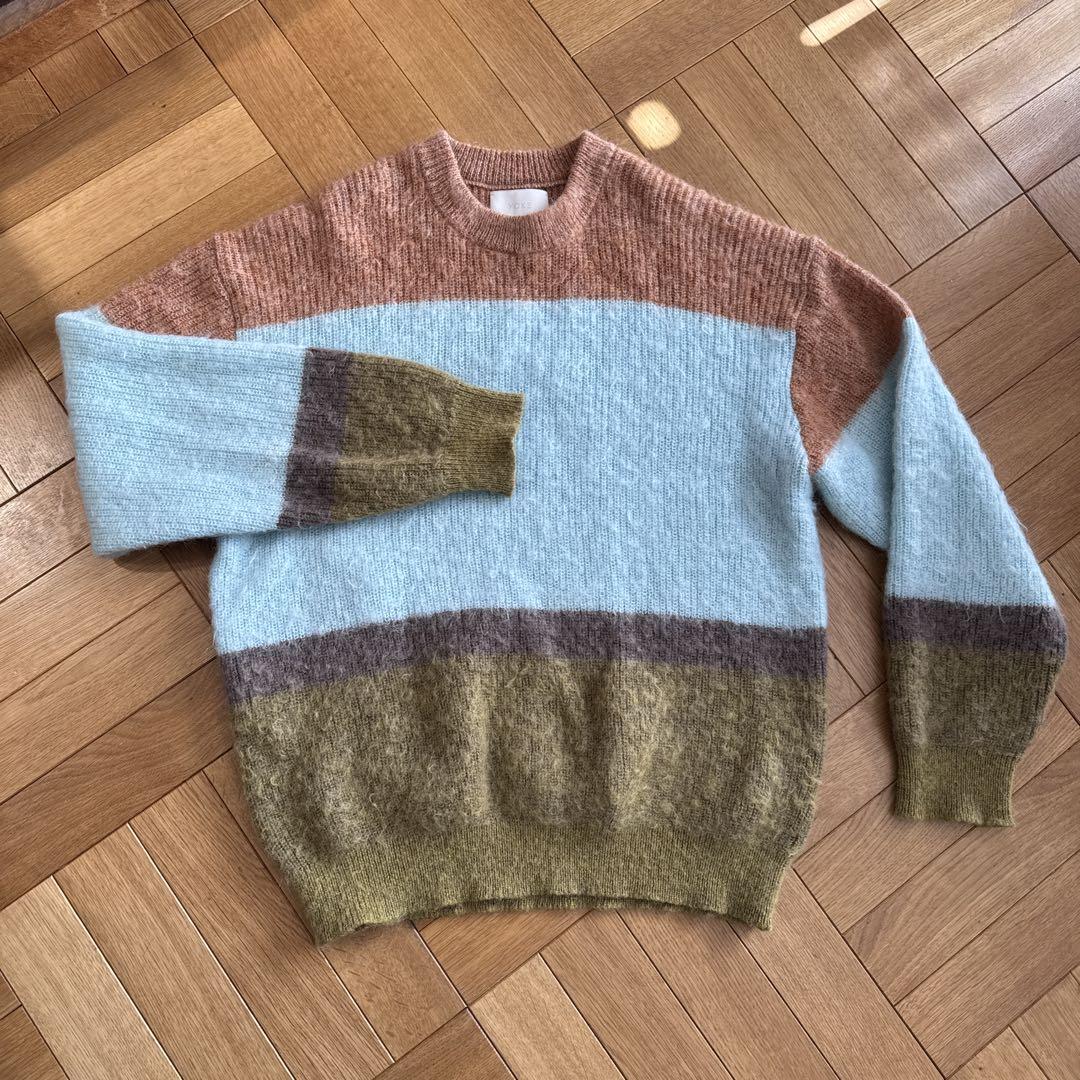 YOKE MOHAIR BORDER CREWNECK SWEATER サイズ2