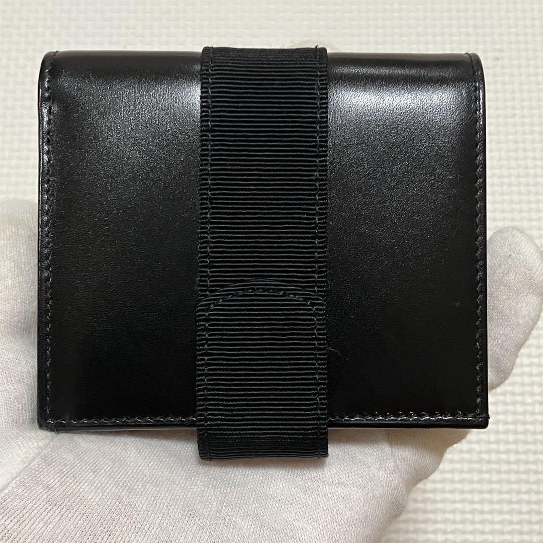 未使用　Salvatore Ferragamo レザー二つ折り財布　ミニ財布　黒