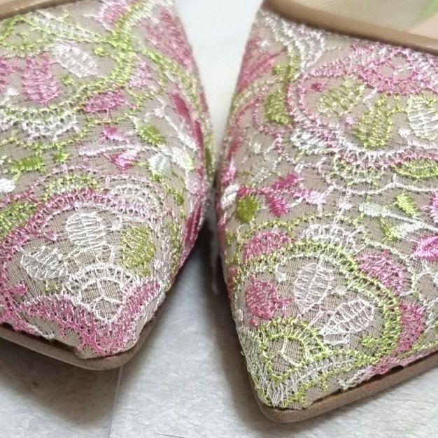 【未使用品】DIANA ダイアナ レース刺繍 パンプス ポインテッドトゥ 24