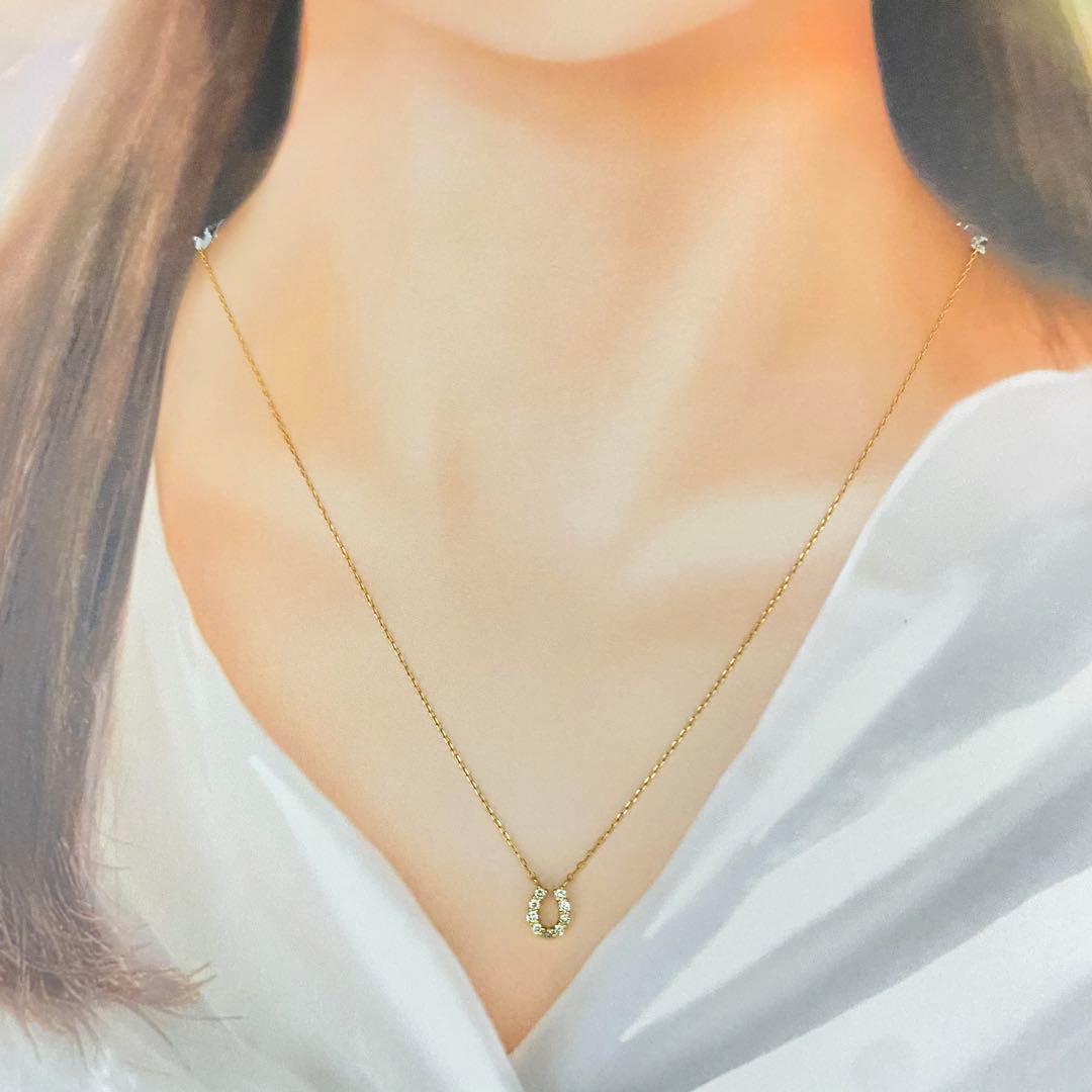 ✨新品未使用✨大人気18金✨馬蹄ダイヤモンド0.1ct✨小豆40㎝ネックレス ✨新品未使用✨大人気18金✨馬蹄ダイヤモンド0.1ct✨小豆40㎝ネックレス