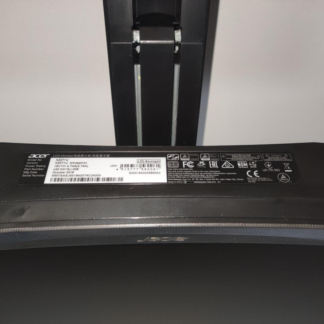 【訳アリ】acer 27インチ WQHD 湾曲モニター