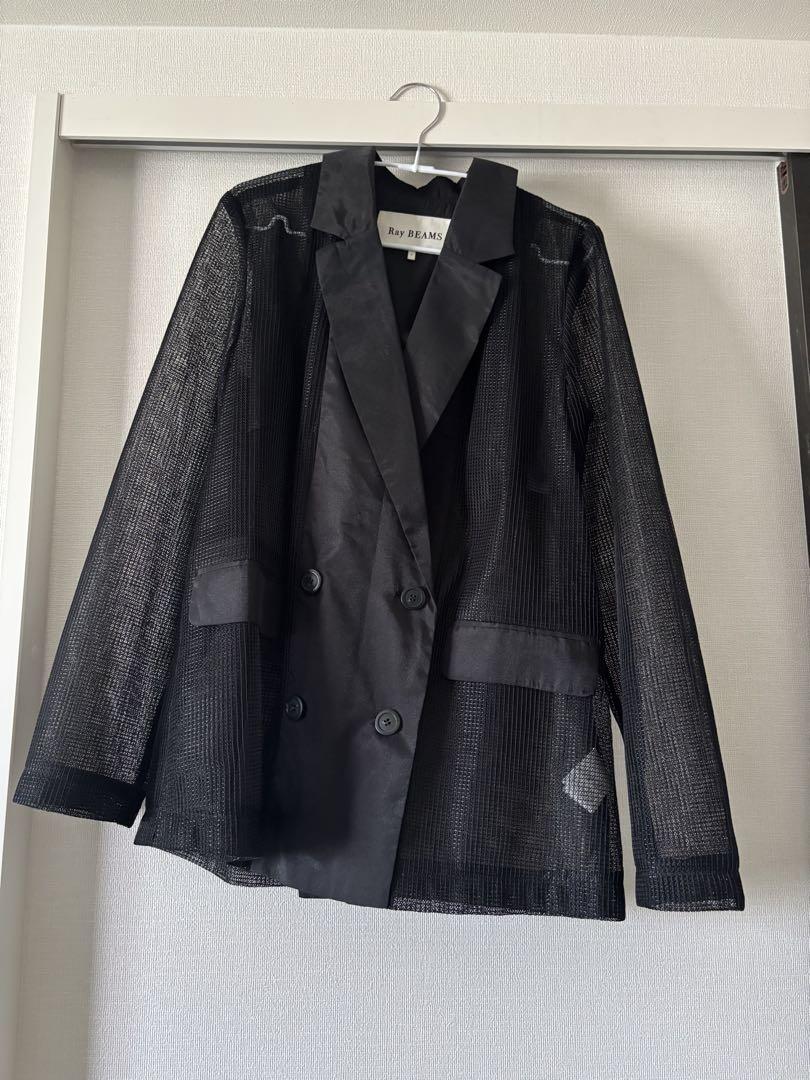 ray beams メッシュ ノーカラーダブルブレストジャケット