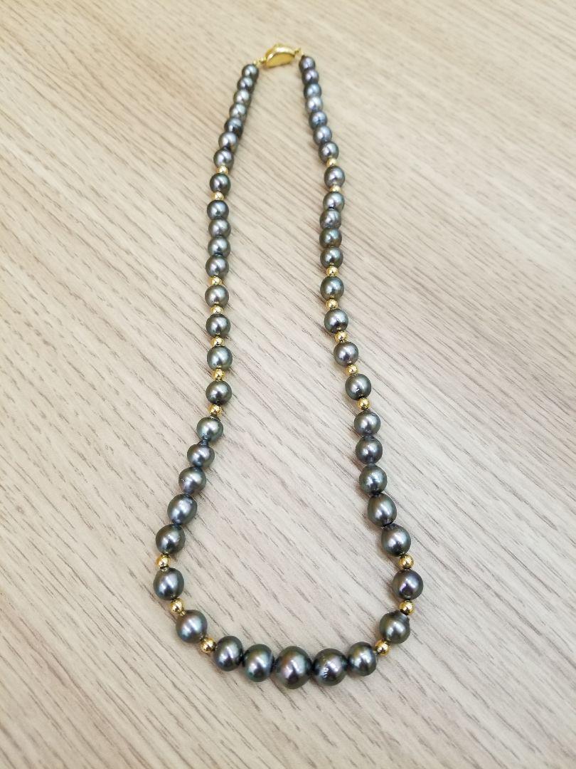 ー品販売 黒真珠 7-9mm ネックレス シルバー 50cm ネックレス