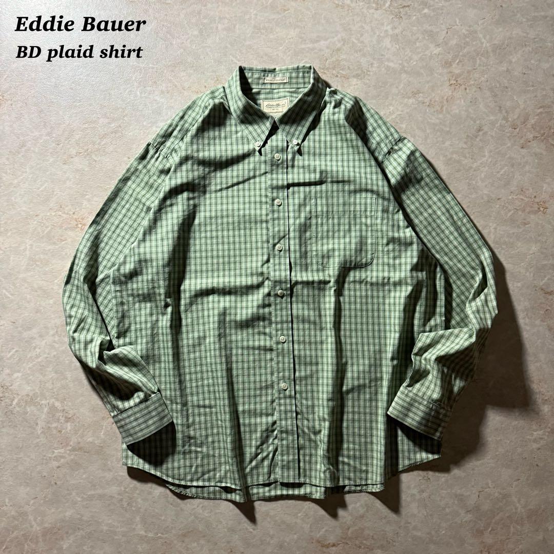 Eddie Bauer BD plaid shirt L/Sミニチェック古着備品