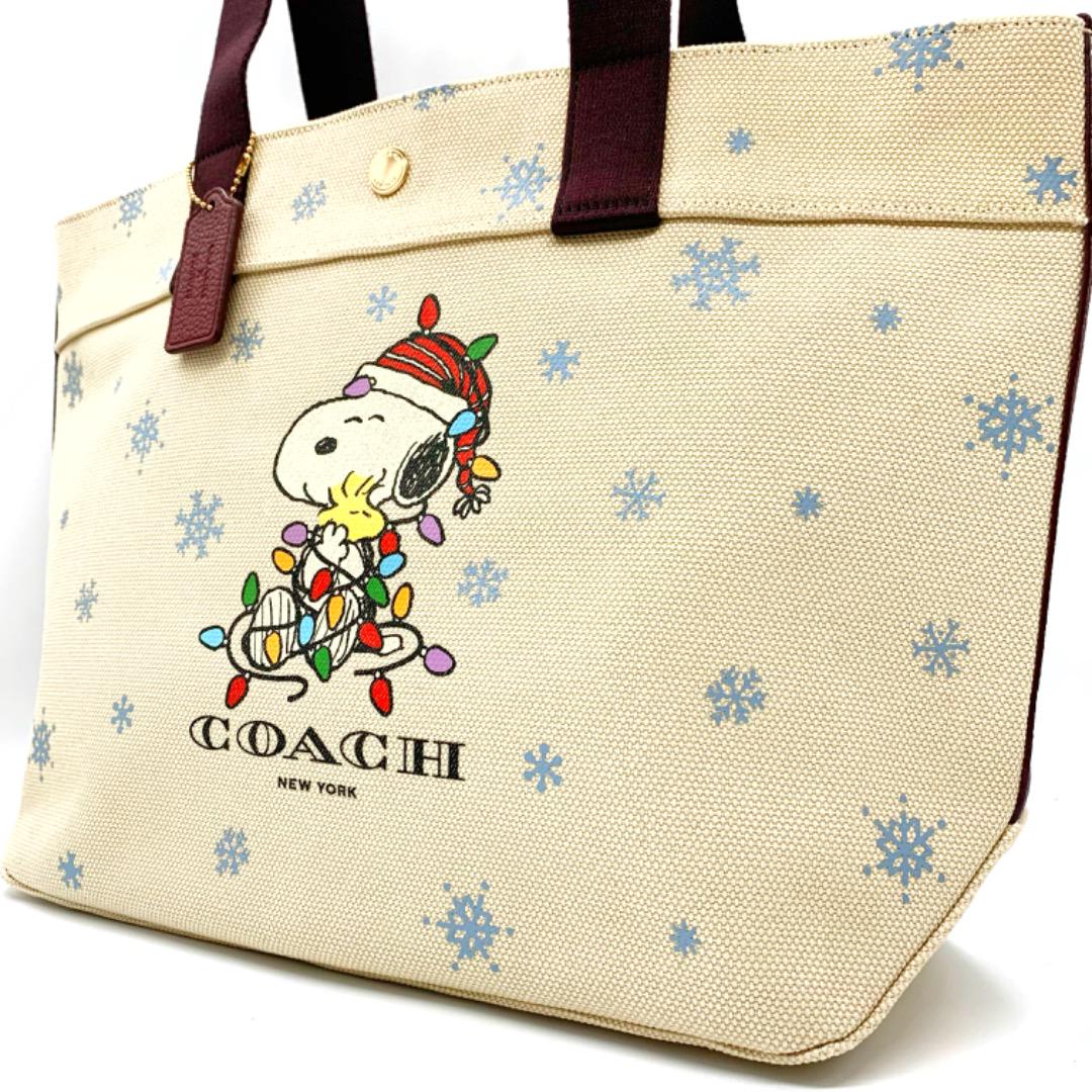 極美品✨COACH トートバッグ スヌーピー コラボ ピーナッツ キャンバス 白