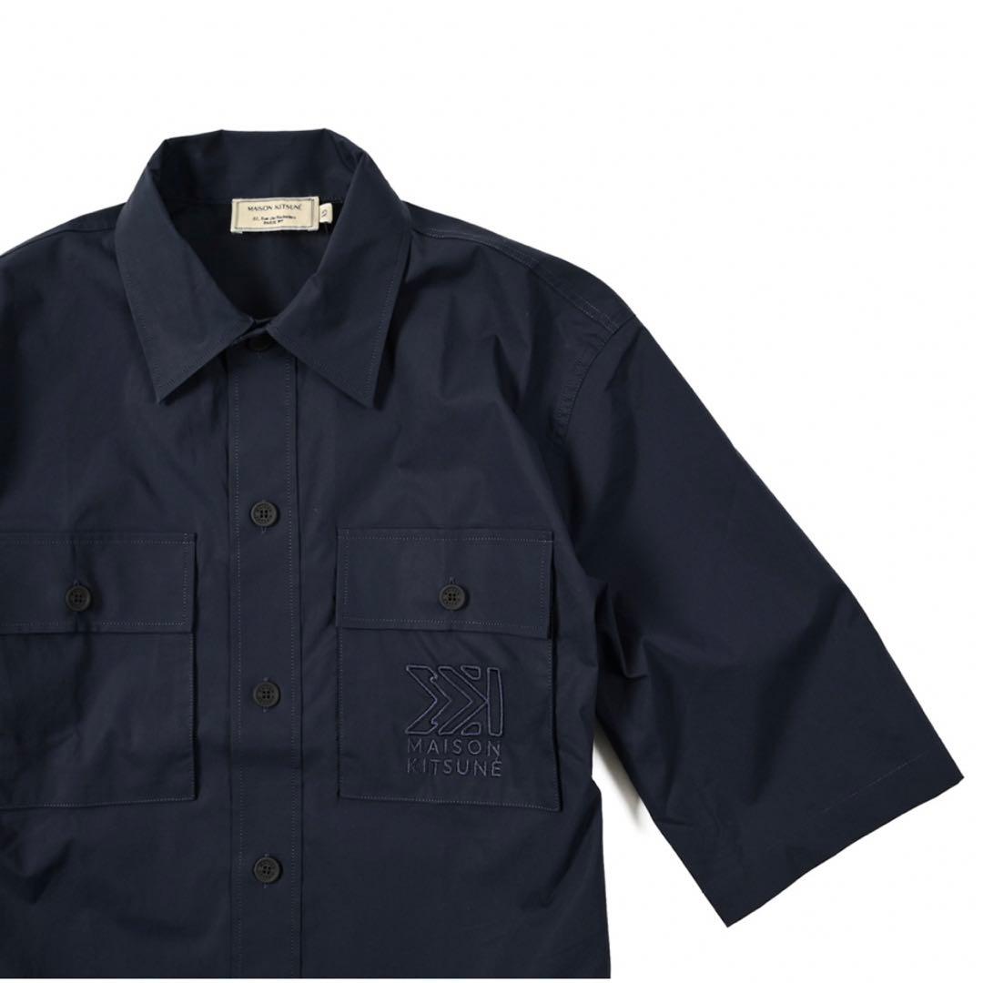 MAISON KITSUNE ネイビー 半袖シャツ コットン 2ポケットL MAISON KITSUNE WWW_HOMU-JOURNEY_COM