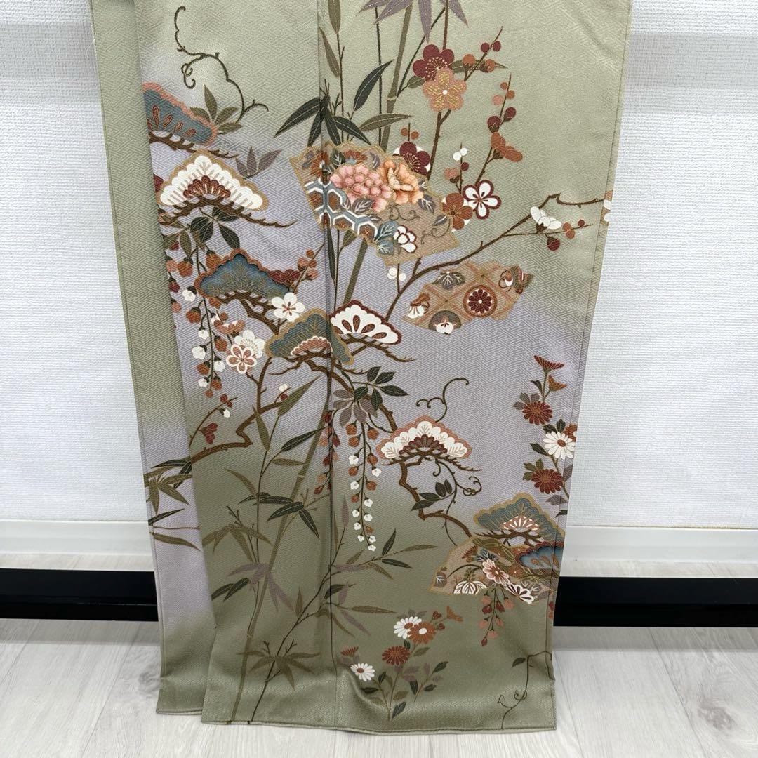 【当店限定販売】 着物 竹に花模様 暈し染 訪問着 正絹 RK-3092 広衿 袷 紋なし 着物・浴衣