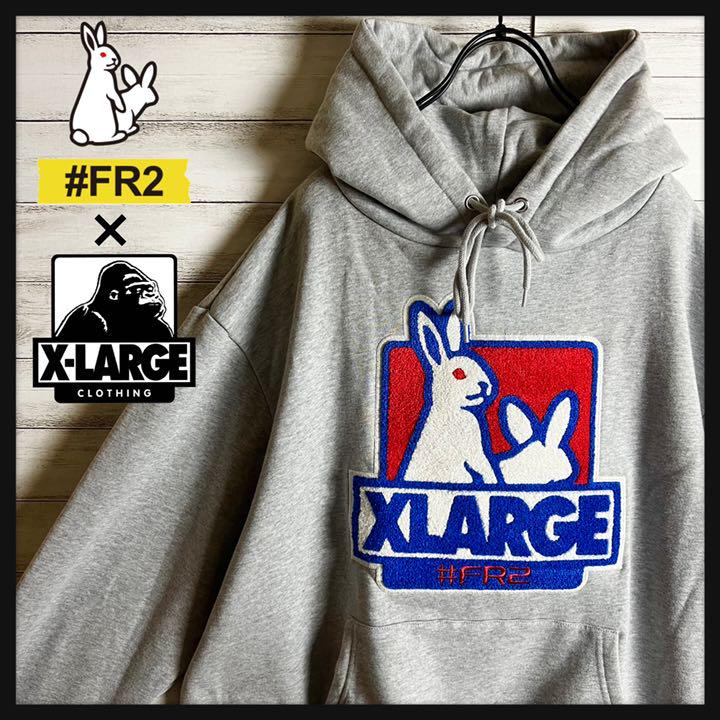 最高デザイン】 FR2 XLARGE 限定コラボ パーカー パイルロゴ 農相支援の新人当選 XLARGE コラボ 渋谷PARCO 限定 エックスガール 200着限定 パーカー