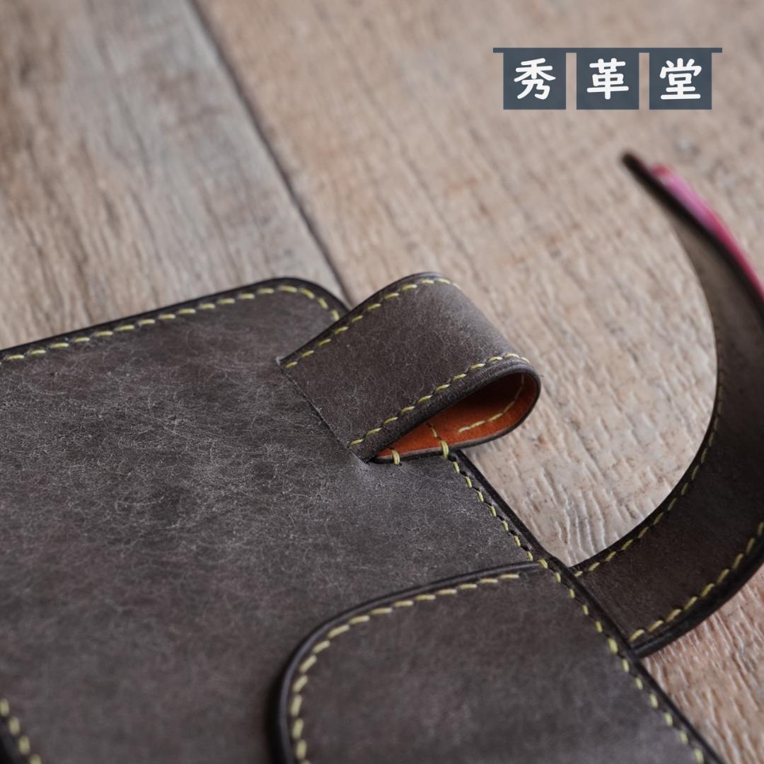 ミニ6・システム手帳　ピンクレザー13㎜リング　ハンドメイド一点物　＃10