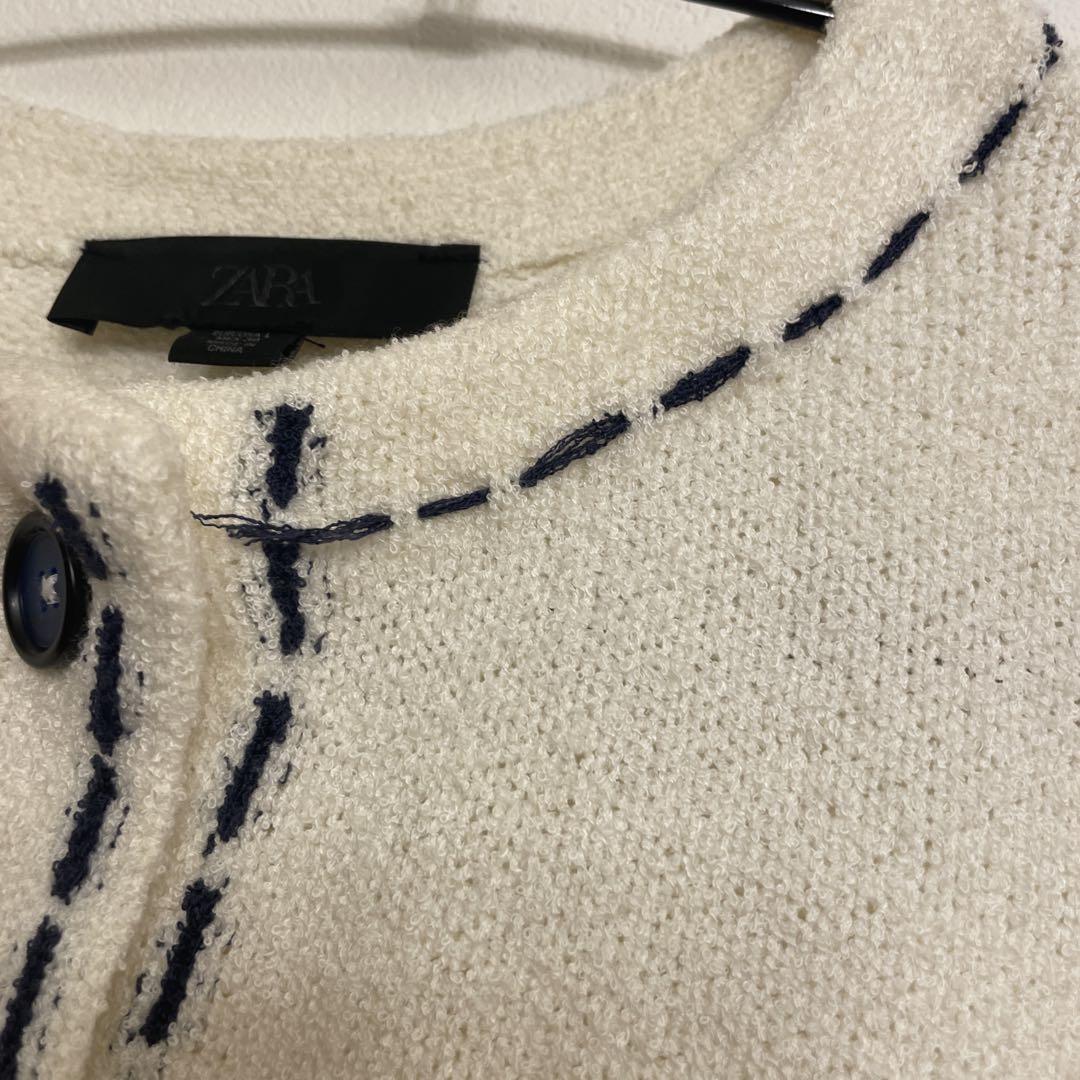 完売品 ZARA ステッチ入りショートスリーブニットジャケットS