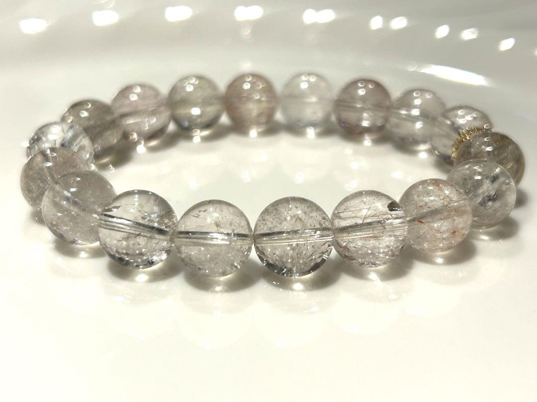 グレーサゲニティックインクォーツ ブレスレット 11mm #QM280