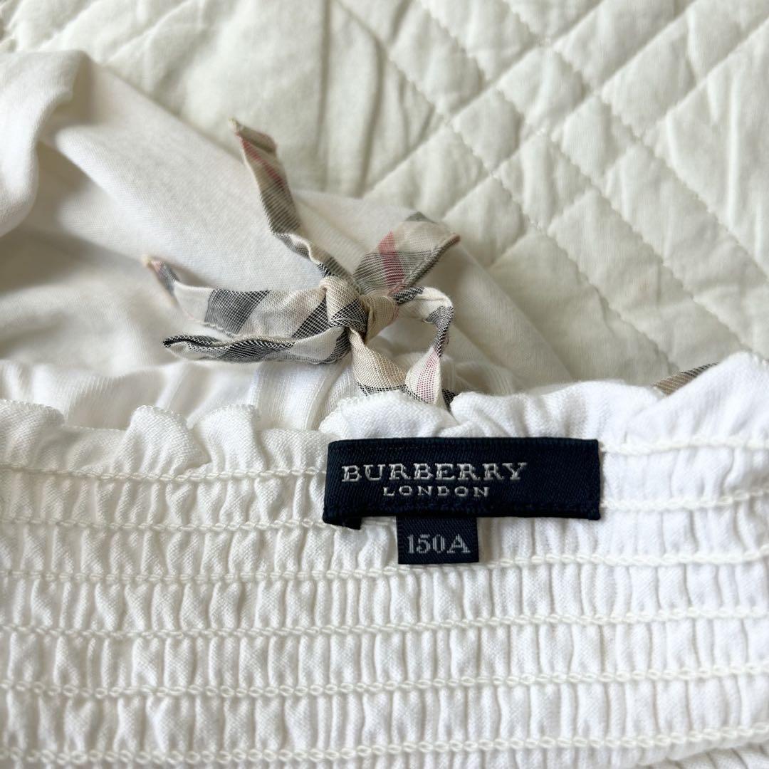 BURBERRY LONDON ギャザーフレアキャミソール チェック 白