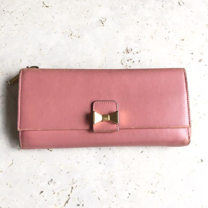 クロエ Chloe 長財布 リボン ピンク