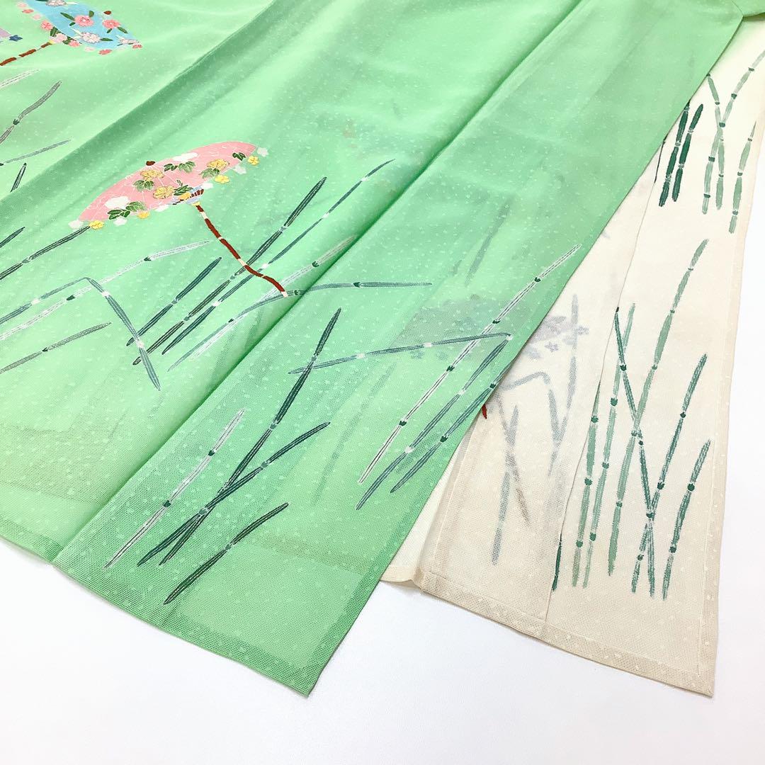 c-442 付下げ 紗 夏着物 銀駒刺繍 居敷当て付き 画像12