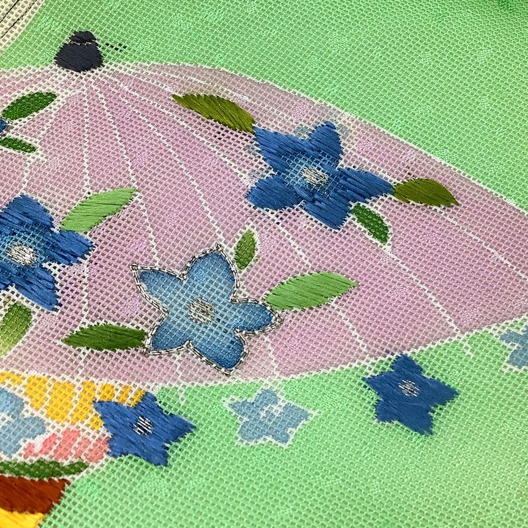 c-442 付下げ 紗 夏着物 銀駒刺繍 居敷当て付き 画像9