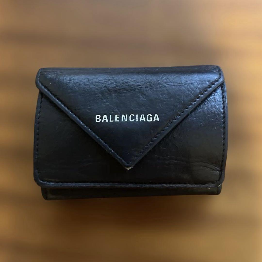 BALENCIAGA ペーパーミニウォレット 黒 - メルカリ