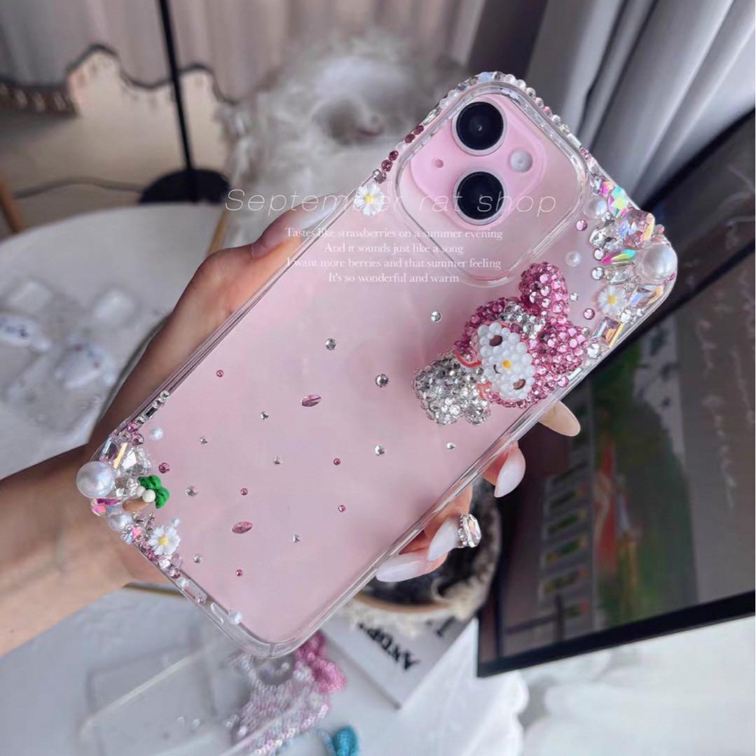 キラキラ　デコ電　スワロフスキー　iphone16ケース