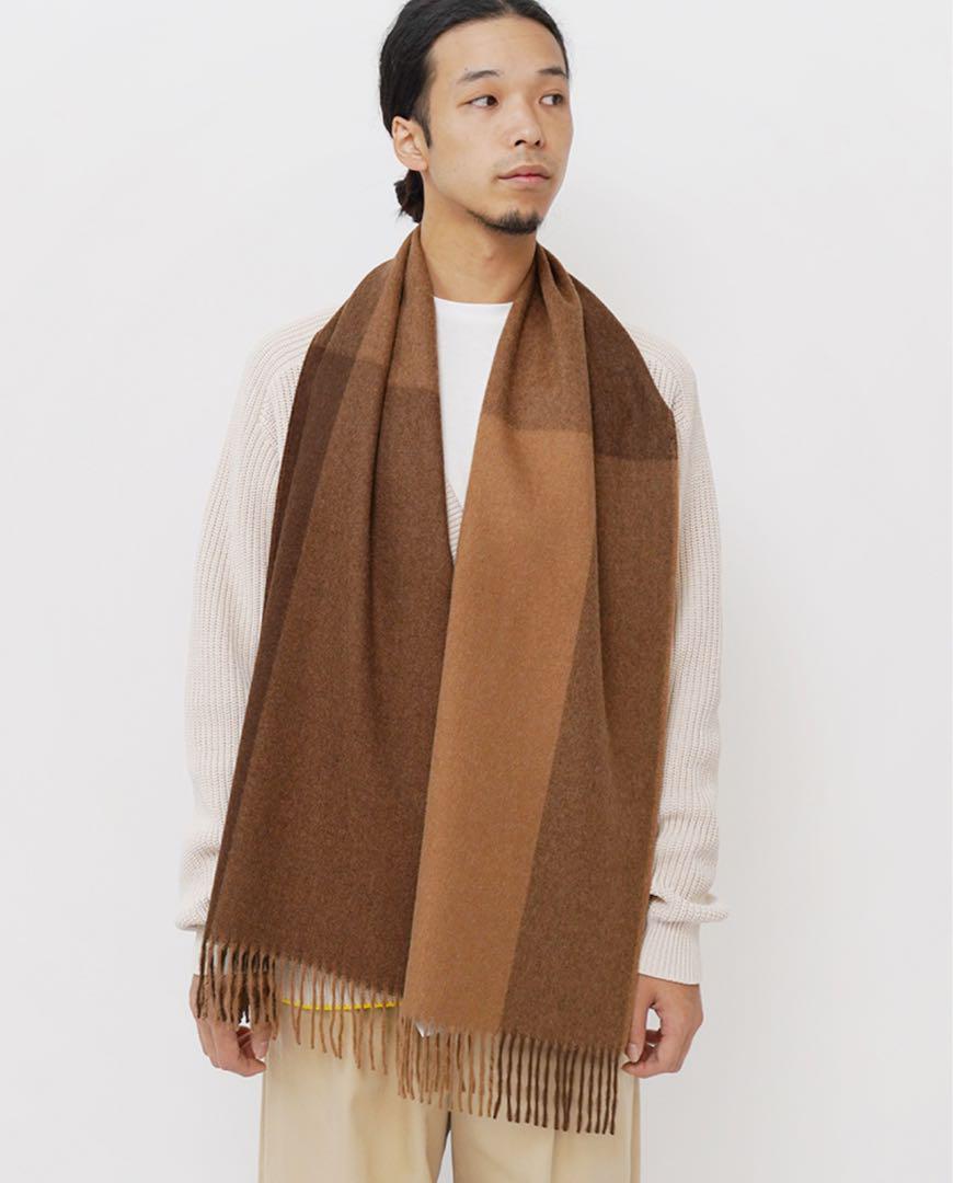 超人気ブティック / Scarf Brushed BLOCK ザイノウエブラザーズ BROWN 小物