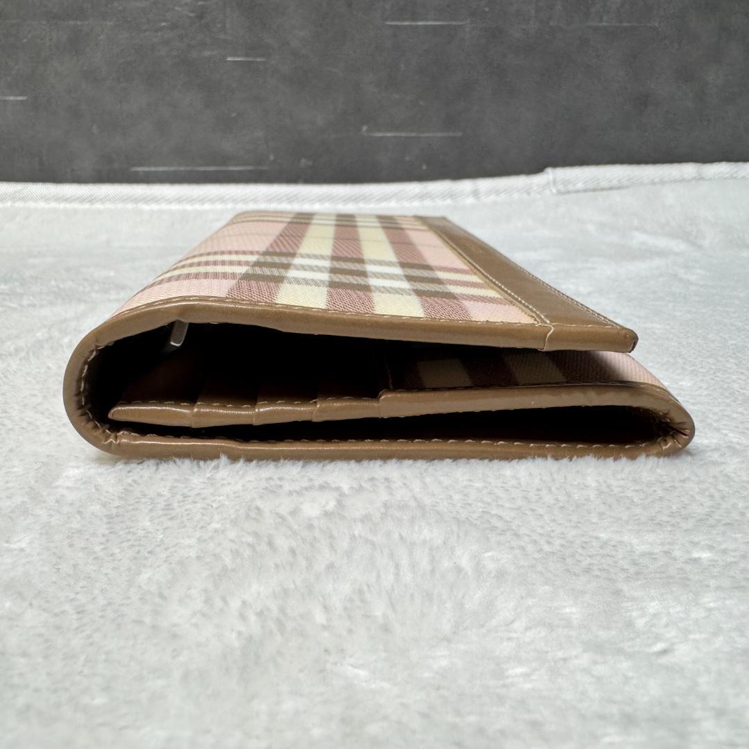 美品☆BURBERRY 長財布 ノバチェック ブラウン ピンク 保存袋付き