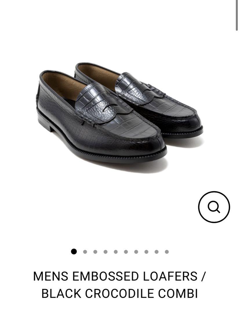 靴 EMBOSSED LOAFERS / BLACK CROCODILE COMBI