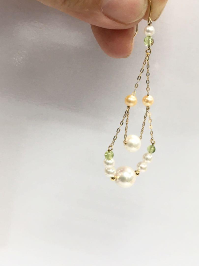 アコヤパール　天然ペリドット　K18(18金) ピアス