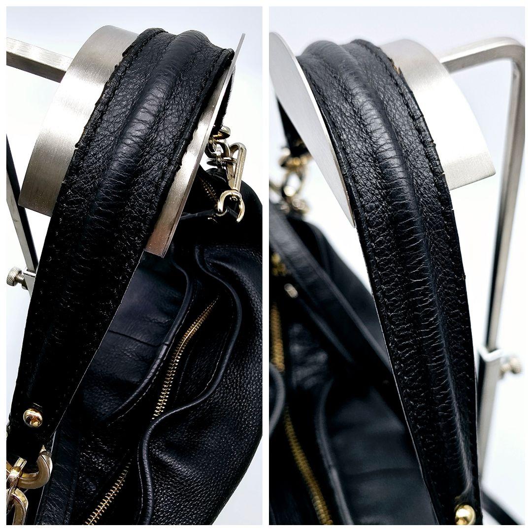コーチ ショルダーバッグ ハンドバッグ 2way シボ革 ブラック レザー