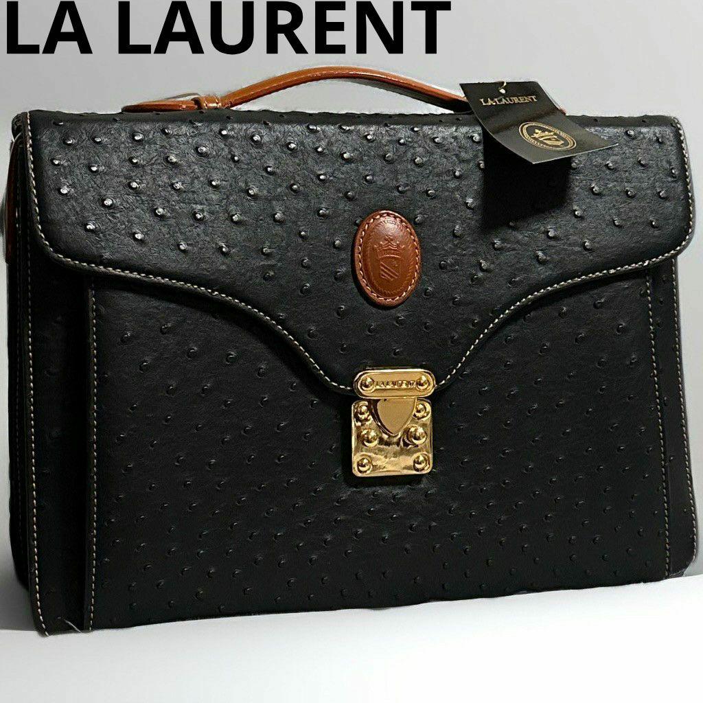 LA LAURENT A4ビジネスバッグ オーストリッチ ハンドバッグ 黒