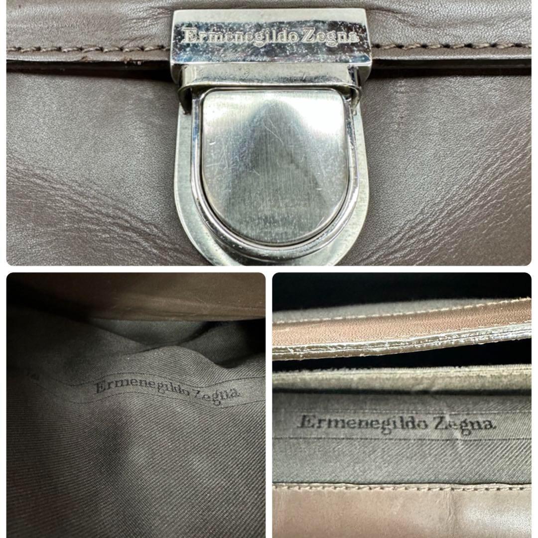 美品 大容量 A4可 ゼニア レザー ビジネス バッグ メンズ ブリーフ