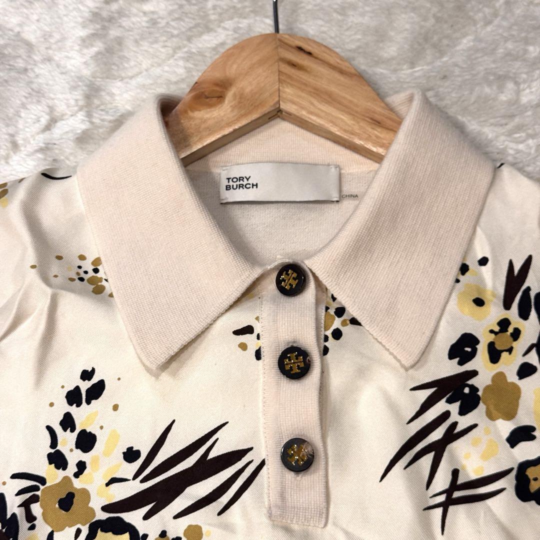 TORY BURCH☆ポロシャツ　新品未使用 極美品】Tory Burch フロント シルク 花柄 ポロシャツ XS - メルカリ