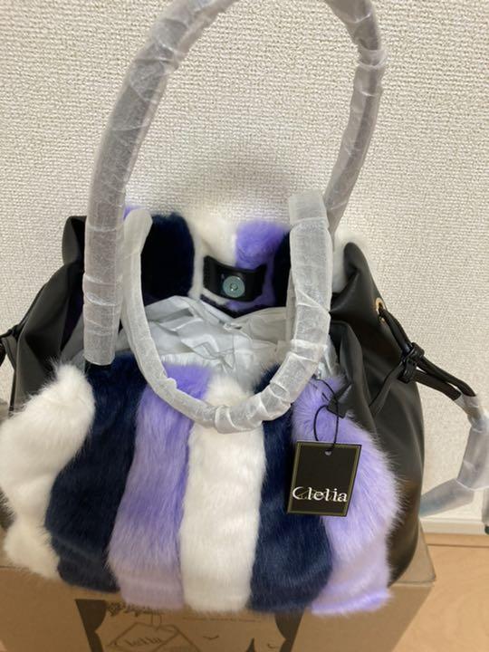 クレリア レディース ストライプ ファーバッグ 1D8YU-m14837055752 Clelia トートバッグ 正規店安い