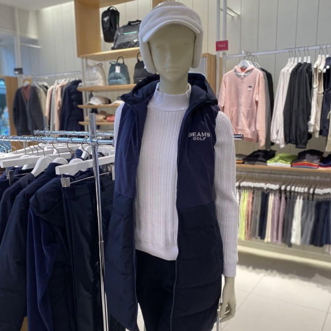 BEAMS GOLF PURPLE LABELスエードライク パデットワンピース