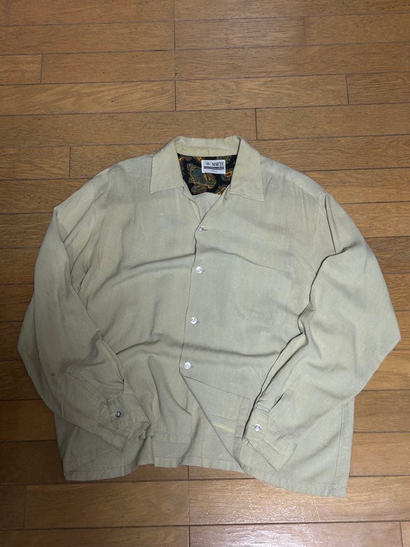 50〜60s rayon open color shirt 2色絣L
