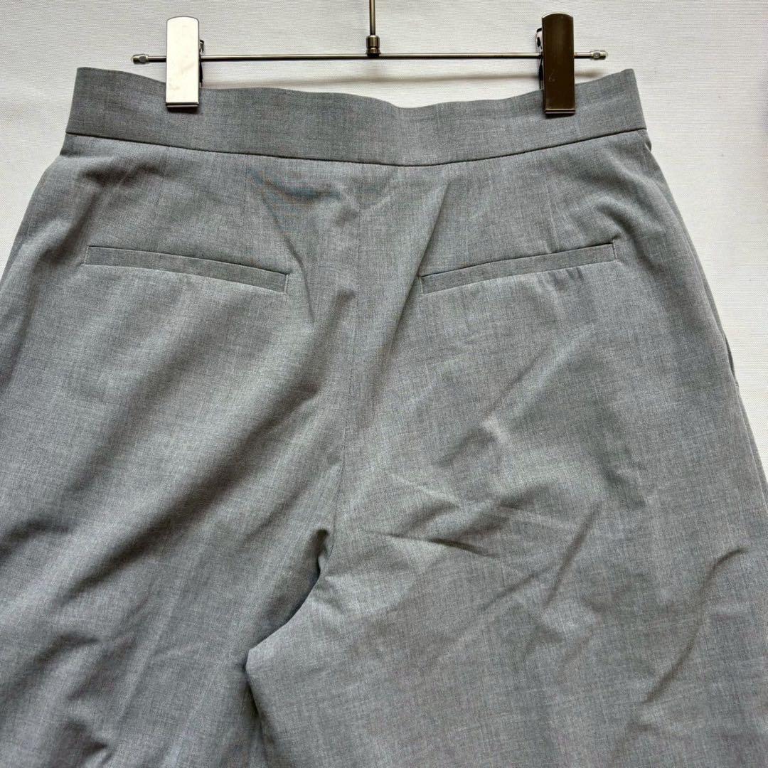 ミッシェルクラン ストレッチタックワイドパンツ グレー 裾ボリューム 【38】 ミッシェルクラン ストレッチタックワイドパンツ グレー 裾ボリューム 【38】