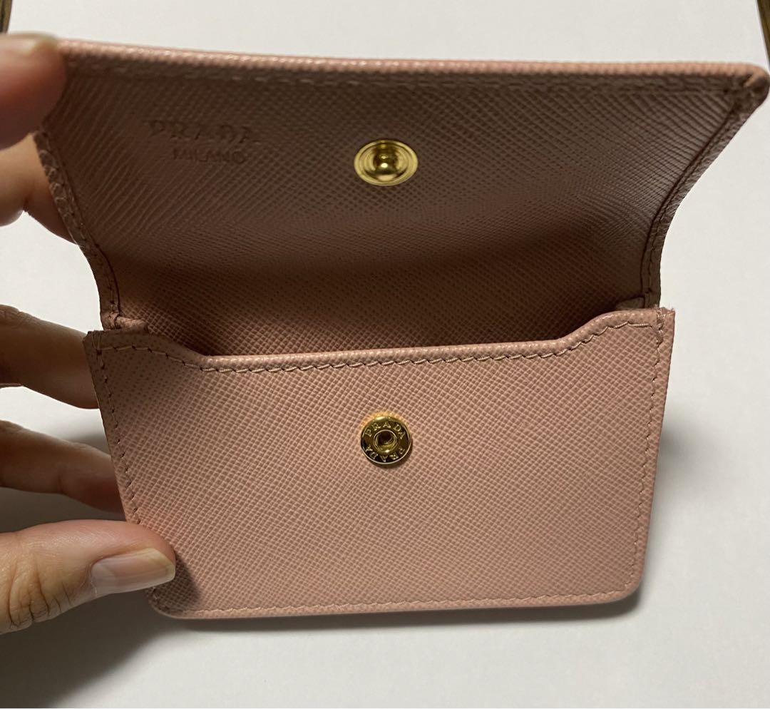 PRADA ピンク サフィアーノレザー 名刺入れ