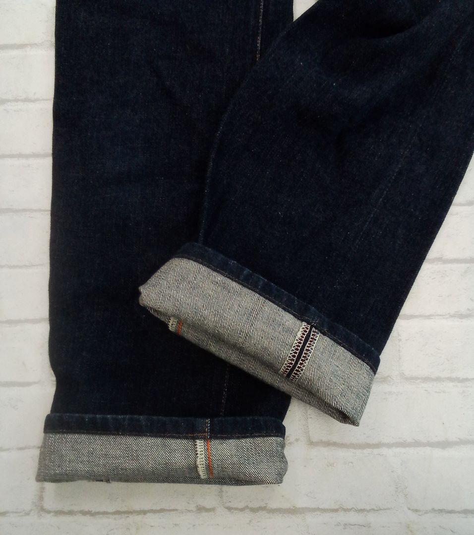 G38　45rpm　ストレートデニムパンツ　ロゴ刺繍　日本製　ジッパーフライ