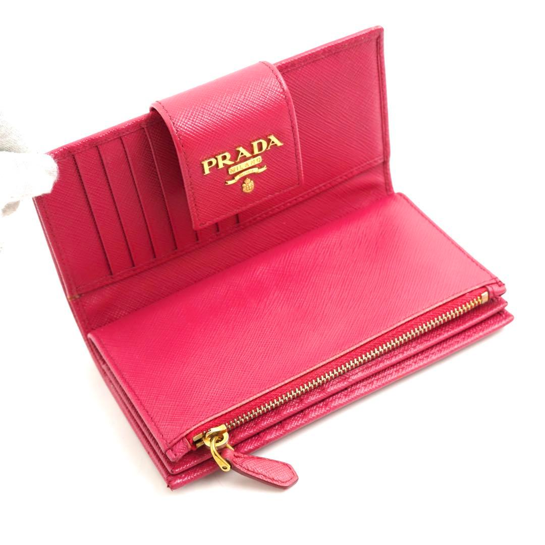 ✨未使用に近い✨　PRADA ミニ財布　サフィアーノ　アイコン　ベルト　二つ折り