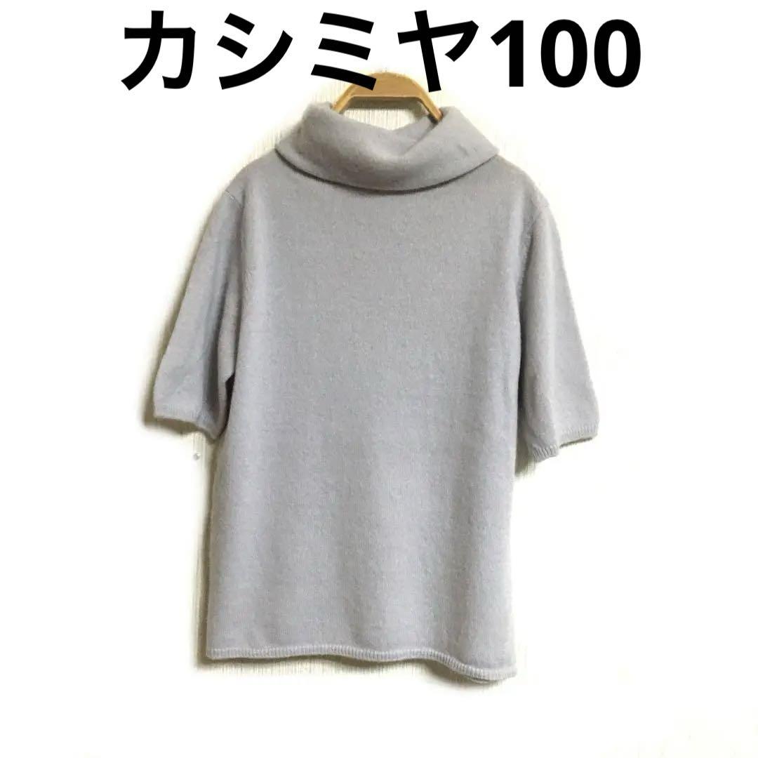 カシミヤ100グレータートルネックニット
