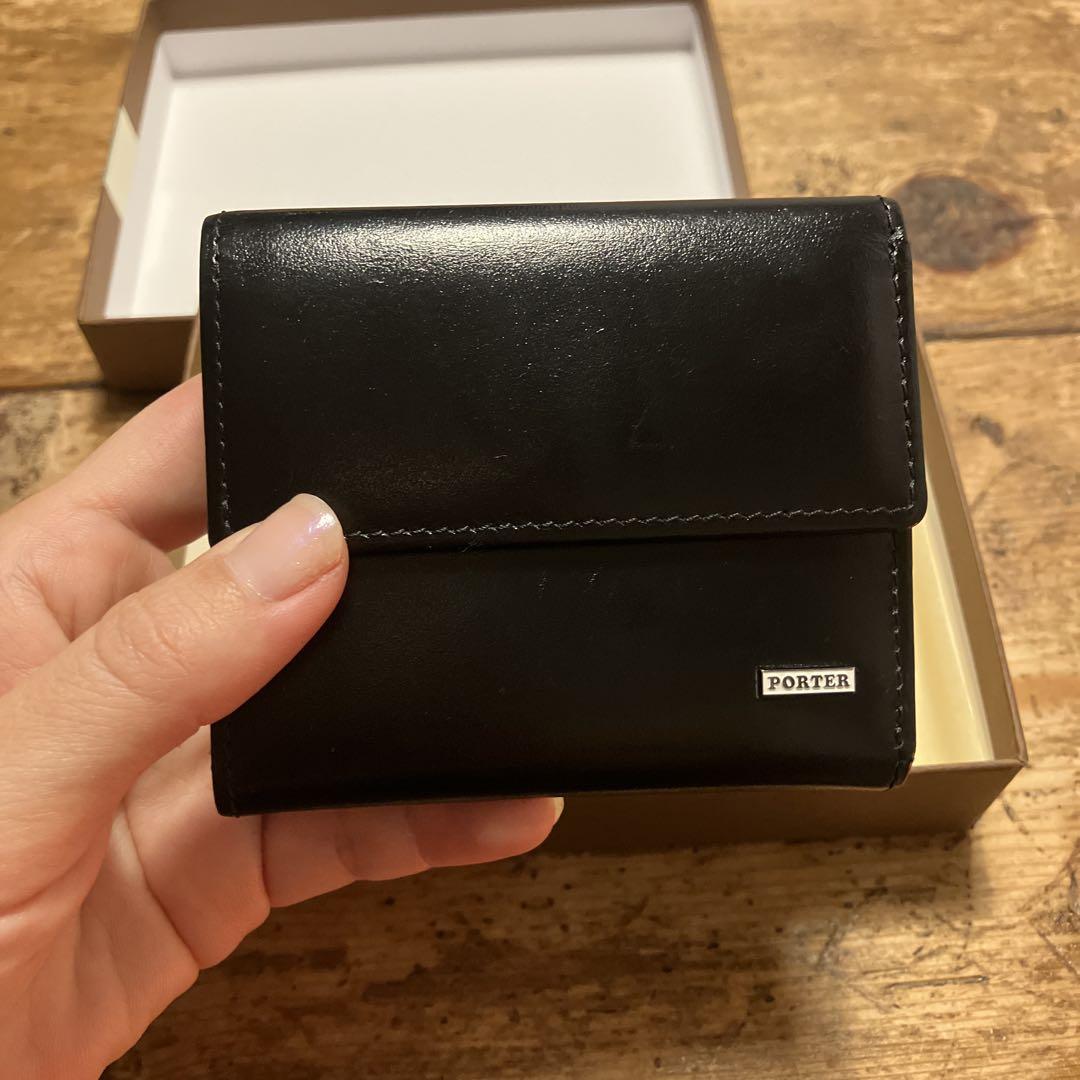 PORTER 三つ折り財布 黒 レザー　メンズ