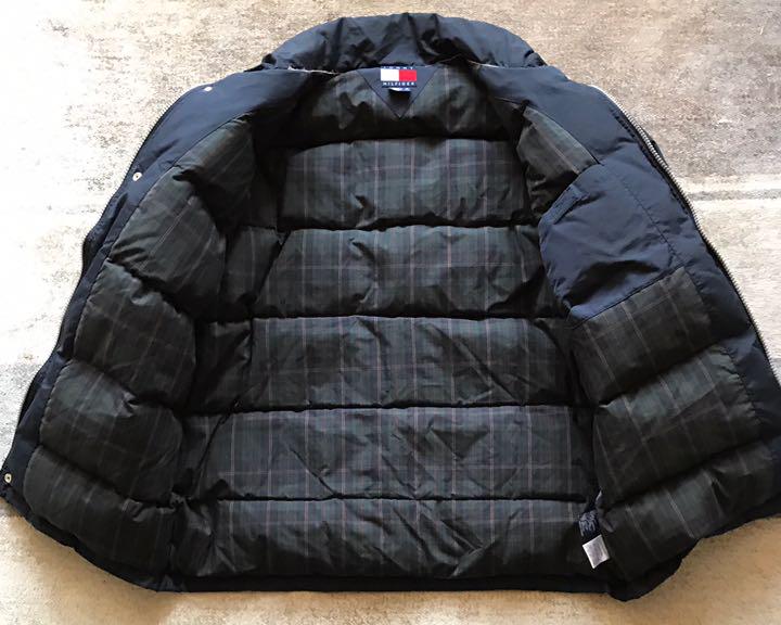 格安特価 保温性抜群 裏地チェック柄 ダウンジャケット M EflBU-m14862888495 90's トミーヒルフィガー 新品お買い得