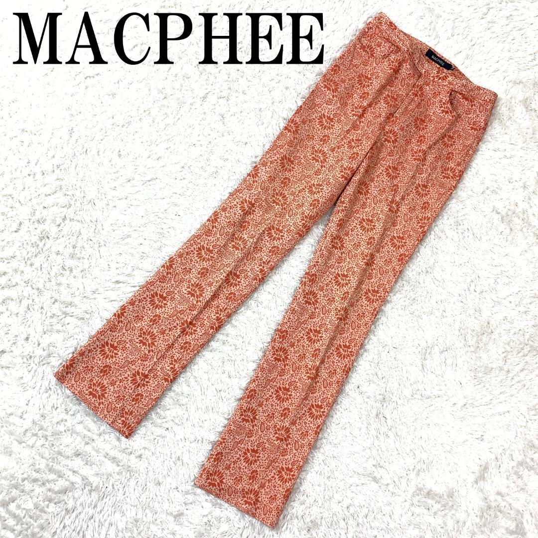 MACPHEE マカフィー カジュアルパンツ 花柄 オレンジ 38 B322