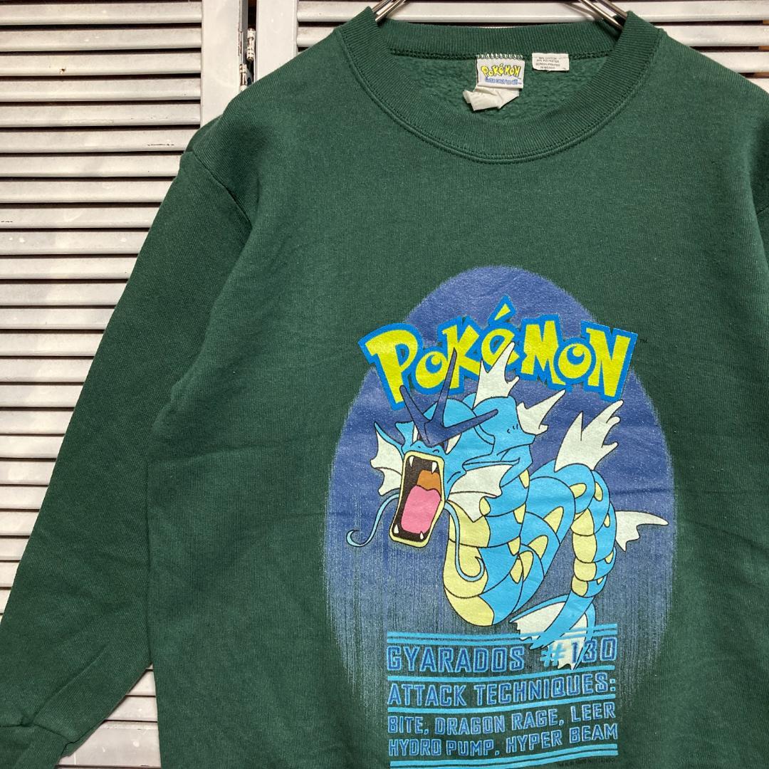AWOZ キャラ スウェット 古着 90s USA製 緑 ポケモン ギャラドス