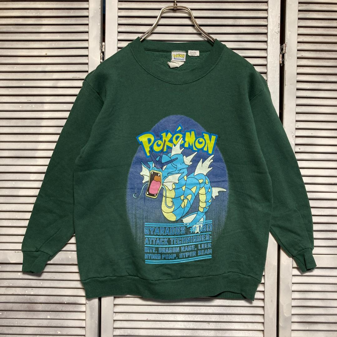 AWOZ キャラ スウェット 古着 90s USA製 緑 ポケモン ギャラドス