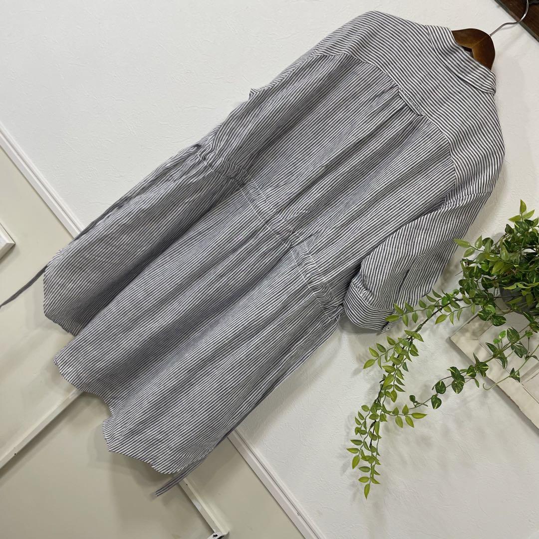 26 美品 大きいサイズ　as know as ストライプ　リネン ワンピース