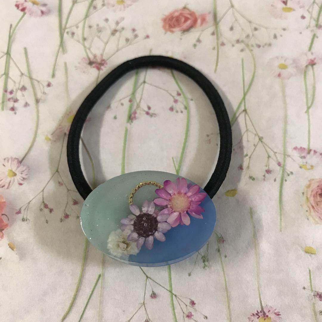 ハンドメイド ドライフラワーレジンヘアゴム65