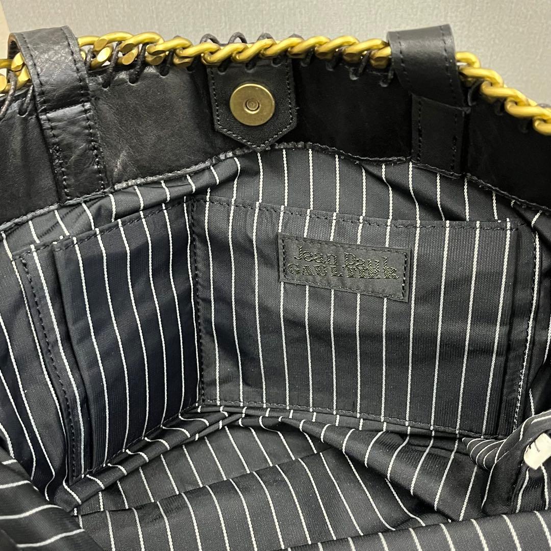 【H】希少✨Jean Paul Gaultie レザー　チェーン　トートバッグ