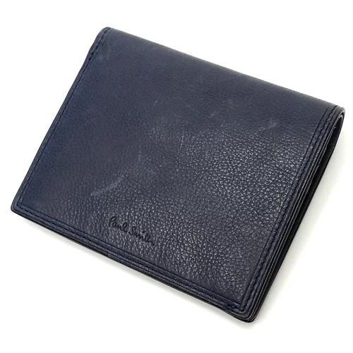 E06308 未使用品訳あり Paul Smith レザー2つ折り財布 ネイビー