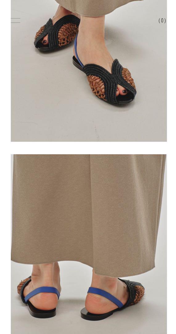 todayful Raffia Slide Sandalsサンダル38 ブラック